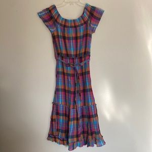 Multicolor cotton dress size M with lining also in cotton.